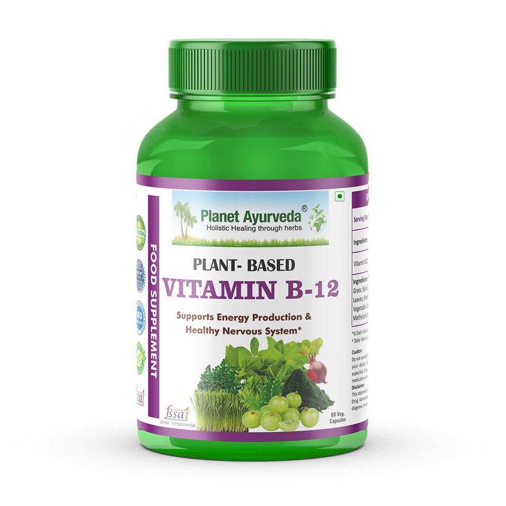 Planet Ayurveda Plant Based Vitamin B12 Supplement for Men and Women