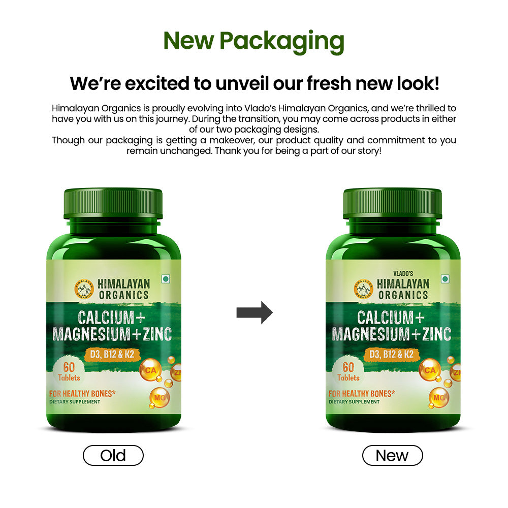 Himalayan Organics Calcium Magnesium Zinc D3 B12 & K2 Vitamin Capsule
