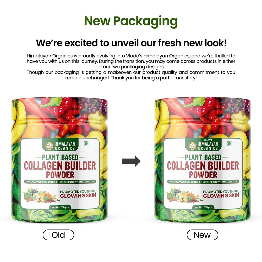 Vlado's Himalayan Organics Plant Based Collagen Builder Powder For Skin Regeneration Bottle