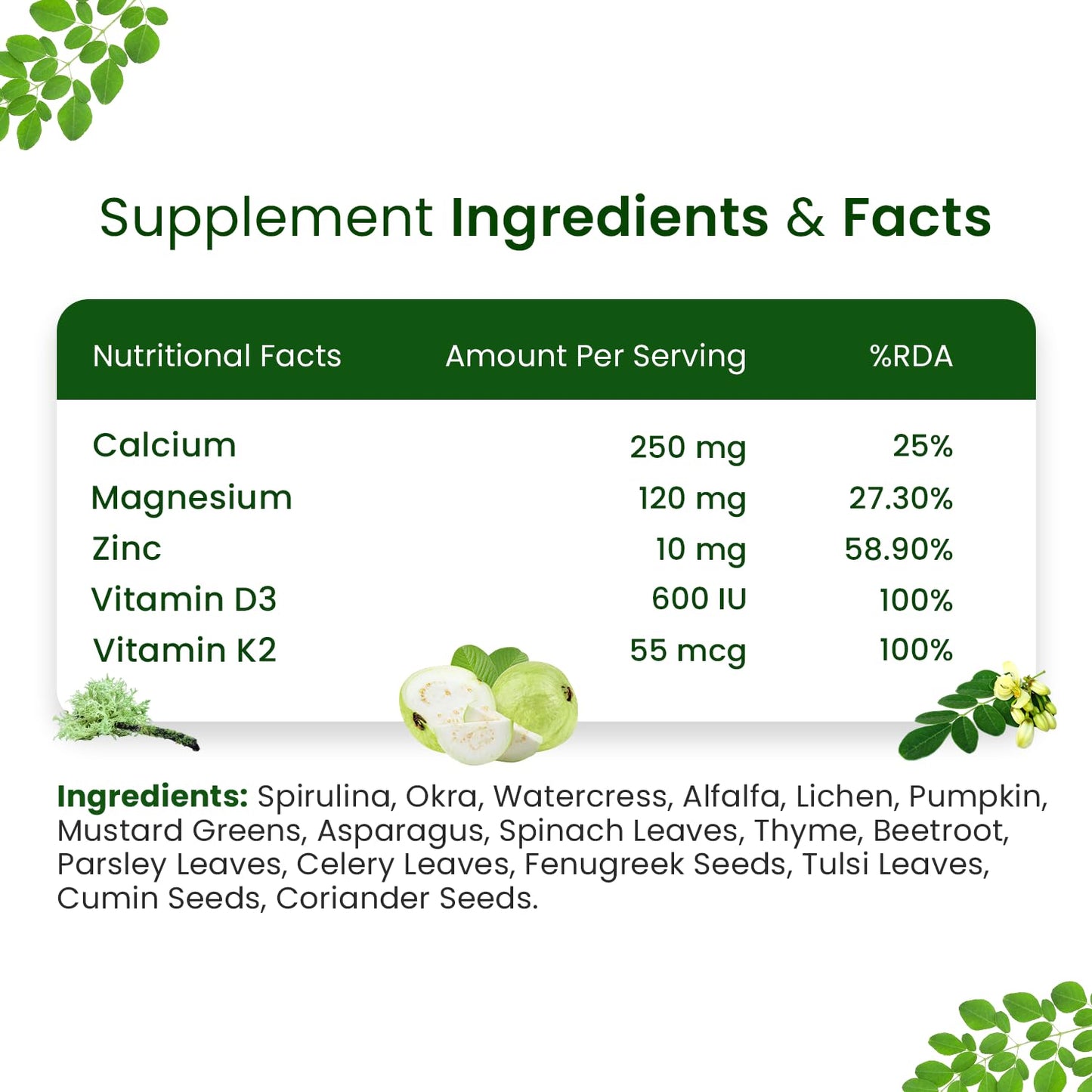 Himalayan Organics Plant Based Calcium Magnesium Plus Zinc with D3,K2 & B12 Vitamin Capsule