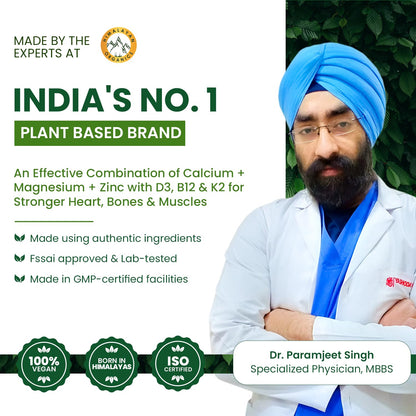Himalayan Organics Plant Based Calcium Magnesium Plus Zinc with D3,K2 & B12 Vitamin Capsule